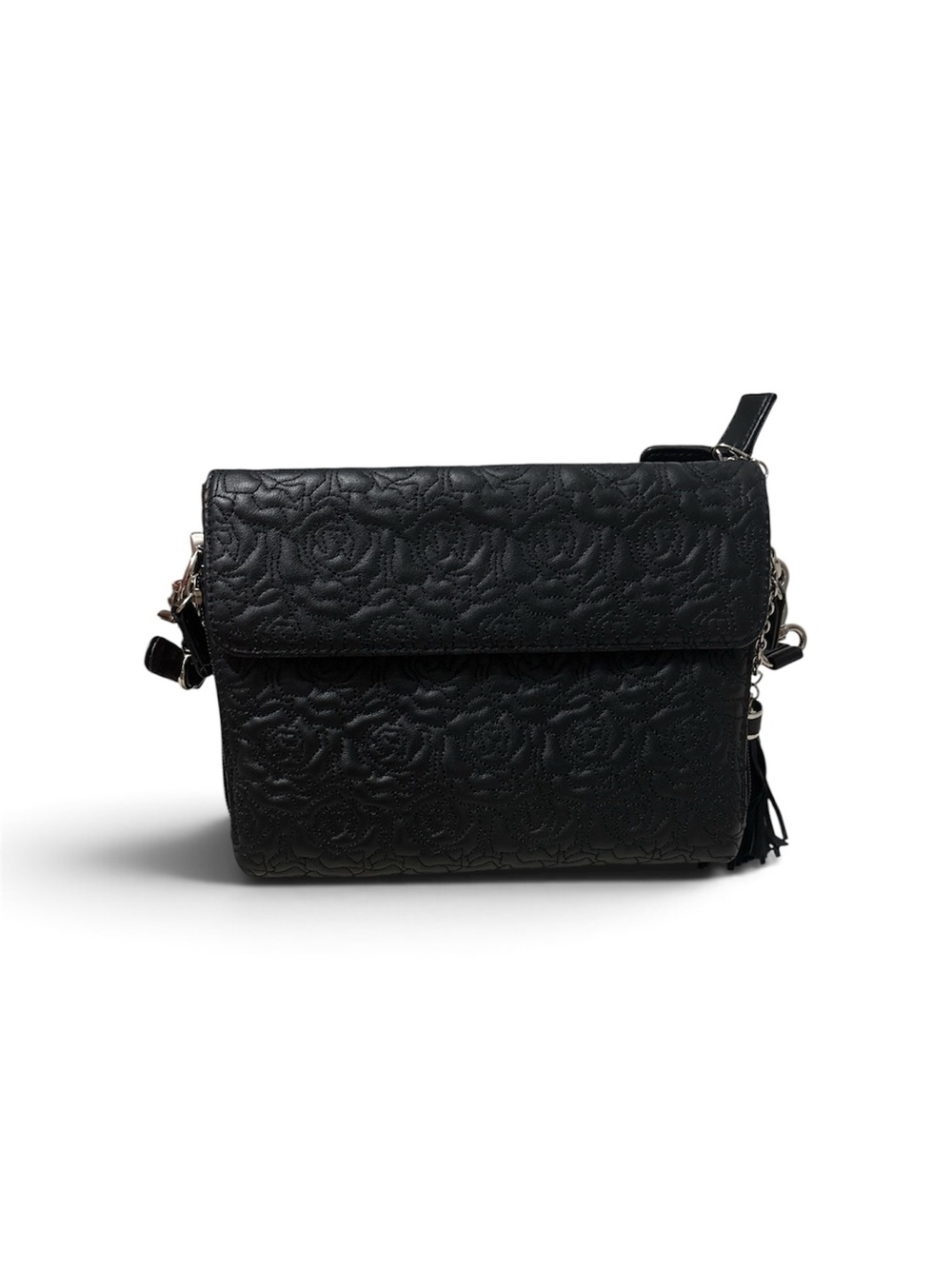 Clutch Concealed Carry Purse Embroidered Lambskin-Black Crossbody